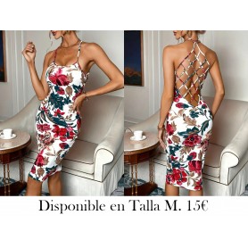 Vestido Elegante de Cuello Halter con Estampado Floral VESTIDO COLORES