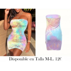 Vestido Mini Ajustado Sin Tirantes Tie-Dye VESTIDO COLORES
