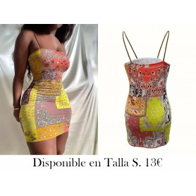 Vestido Mini Ajustado con Estampado VESTIDO AMARILLO