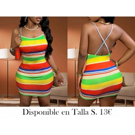 Vestido de espagueti a rayas VESTIDO COLORES