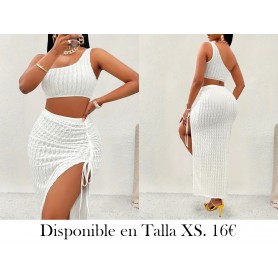 Conjunto de Top Asimétrico Sexy CONJUNTO BLANCO
