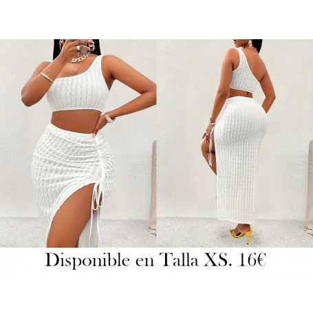 Conjunto de Top Asimétrico Sexy CONJUNTO BLANCO