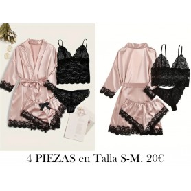 Conjunto de salón de satén sólido BATA ROSA