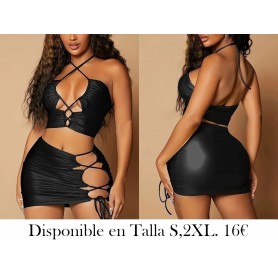 Traje de cuello halter CONJUNTO NEGRO