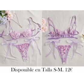 Ropa interior de mujer de malla de bordado LENCERIA LAVANDA LENCERIA LILA MORADA