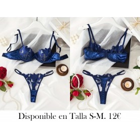 Conjunto de Ropa Interior Bordada LENCERIA AZUL