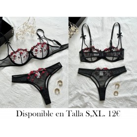 Edición especial de San Valentín, conjunto de lencería NEGRA