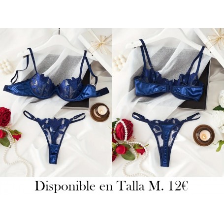 Conjunto de Ropa Interior Bordada LENCERIA AZUL