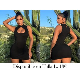 Vestido Mini Ajustado Sin Mangas para Mujer VESTIDO NEGRO