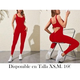 Mono de Yoga Elegante Sin Espalda ENTERIZO ROJO