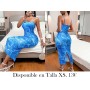 Vestido Largo Ajustado con Estampado de Mármol VESTIDO AZUL