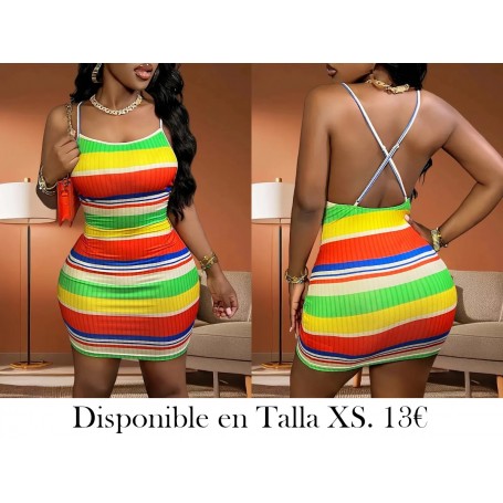 Vestido de espagueti a rayas VESTIDO COLORES