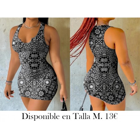 Vestido Ajustado Casual de Cuello en V VESTIDO NEGRO Y BLANCO