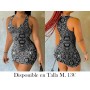 Vestido Ajustado Casual de Cuello en V VESTIDO NEGRO Y BLANCO