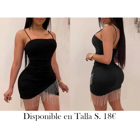 Vestido de mujer de color sólido negro sin mangas VESTIDO NEGRO