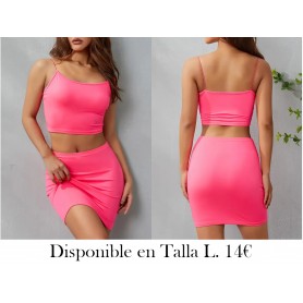 Traje sin espalda de color verde neón CONJUNTO ROSA