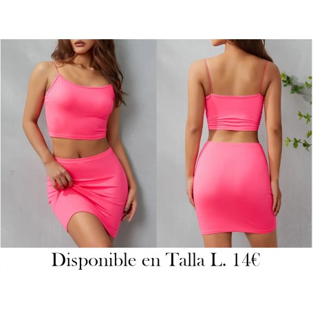 Traje sin espalda de color verde neón CONJUNTO ROSA