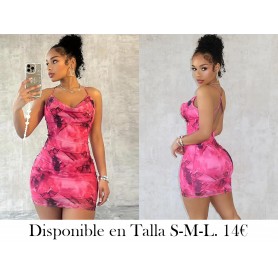 Vestido Corto Ajustado con Estampado VESTIDO FUSCIA VESTIDO DEGRADADO