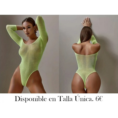 Body ajustado de manga larga con escote Bardot MALLA VERDE