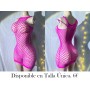 1pz Vestido Ajustado Transparente de Red MALLA FUSCIA MALLA ROSA