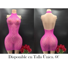 Vestido transparente de animal print sexy MALLA FUSCIA MALLA ROSA