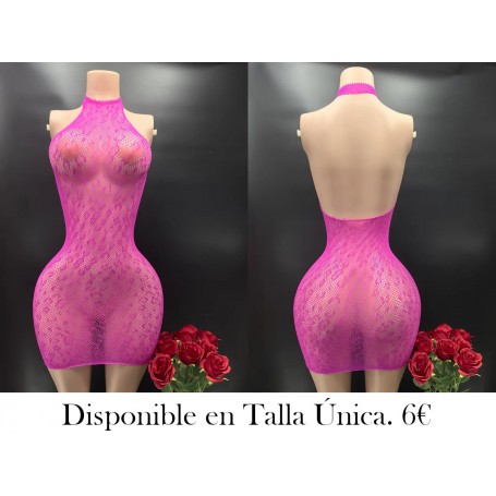 Vestido transparente de animal print sexy MALLA FUSCIA MALLA ROSA