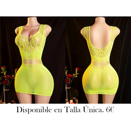 Vestido de Lencería  MALLA AMARILLA MALLA VERDE AMARILLO VERDOSO