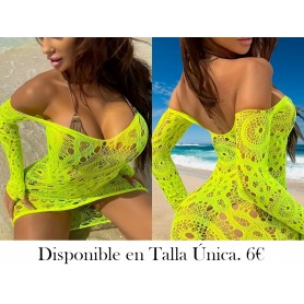1 vestido de playa sexy con malla hueca MALLA VERDE