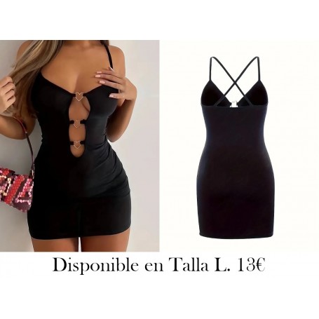 Vestido ajustado con corte de anillo VESTIDO NEGRO