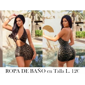 1pc Traje de baño sexy de leopardo con corte BIKINI LEOPARDO