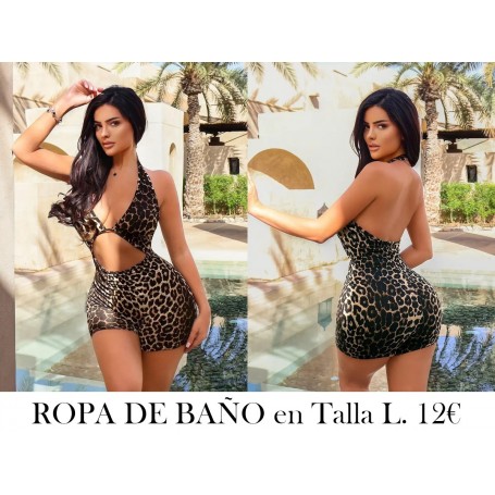 1pc Traje de baño sexy de leopardo con corte BIKINI LEOPARDO