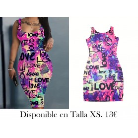 Vestido de tanque con estampado VESTIDO COLORES VESTIDO MORADO LOVE