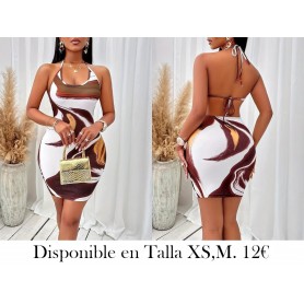 Vestido Ajustado Sexy Sin Espalda con Tirantes VESTIDO DEGRADADO VESTIDO BLANCO Y CAFE