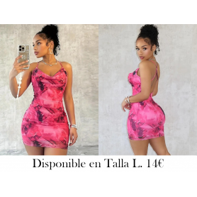 Vestido Corto Ajustado con Estampado VESTIDO FUSCIA VESTIDO DEGRADADO