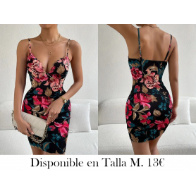 Vestido de Tirantes en V sin Mangas VESTIDO FLORES