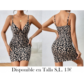 Vestido Elegante de Leopardo con Hombros VESTIDO LEOPARDO