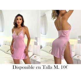 Vestido de noche sexy de punto con cuello en V PIJAMA ROSA