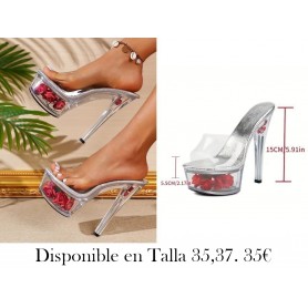 Zapatos de tacón alto transparentes zapatos rojos