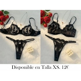 Conjunto de lencería elegante de encaje negro lenceria negra