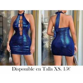 Mini falda roja con cuello en V profundo VESTIDO AZUL