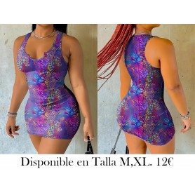 Vestido Mini Ajustado con Estampado Tropical VESTIDO COLORES VESTIDO MORADO