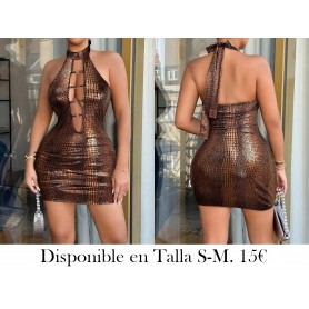 Mini falda roja con cuello en V profundo VESTIDO MARRON VESTIDO CAFE