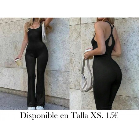 Mono de hombros descubiertos en estilo simple ENTERIZO NEGRO
