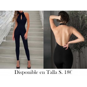 Mono sin espalda con top de tirantes ENTERIZO NEGRO