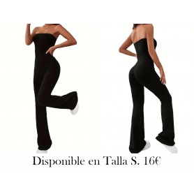 Monocolor Tubo Mono, Sexy Sin Tirantes Flare ENTERIZO NEGRO