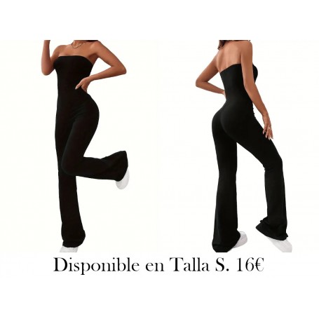 Monocolor Tubo Mono, Sexy Sin Tirantes Flare ENTERIZO NEGRO