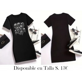Vestido de mujer negro con estampado de calavera VESTIDO NEGRO