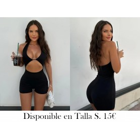 Traje de una pieza de cuello halter con corte ENTERIZO NEGRO