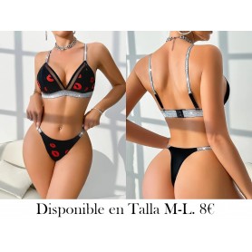 1 conjunto de lencería casual lenceria negra besos