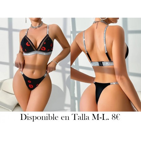 1 conjunto de lencería casual lenceria negra besos